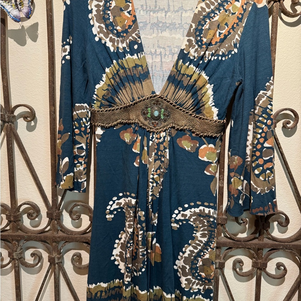 Sky Brand Elegant Multicolor Patterned Dress With… - image 1